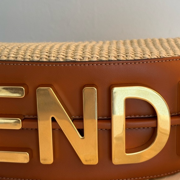 FENDI *NEW* Fendigraphy Raffia & Leather Bag with Dust Bag - Picture 14 of 17